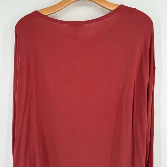 Eileen Fisher Women's Long Sleeve Tunic Top Size Medium Silk Blend red - Picture 8 of 9